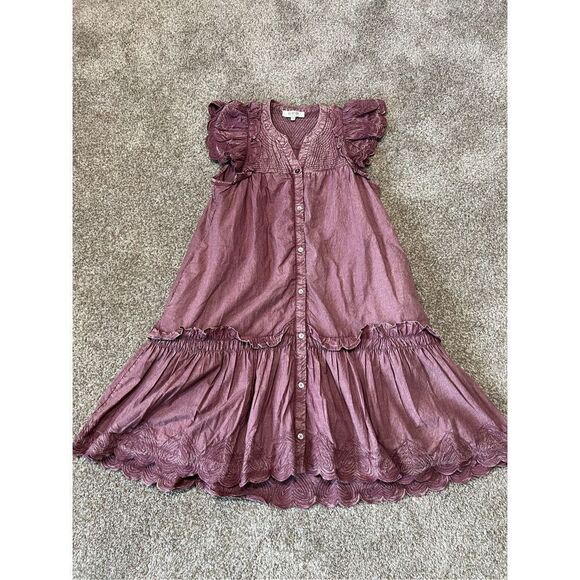 Sea NY Heart Quilt Petal Sleeve Tiered Dress size S - Picture 13 of 15